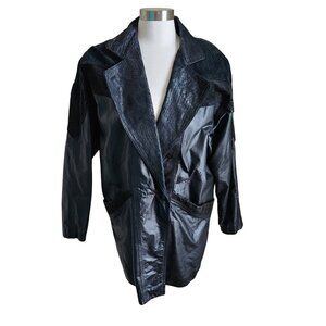 VTG‎ 90s Global Identity G-III Womens Genuine Leather Jacket M  Black Oversized